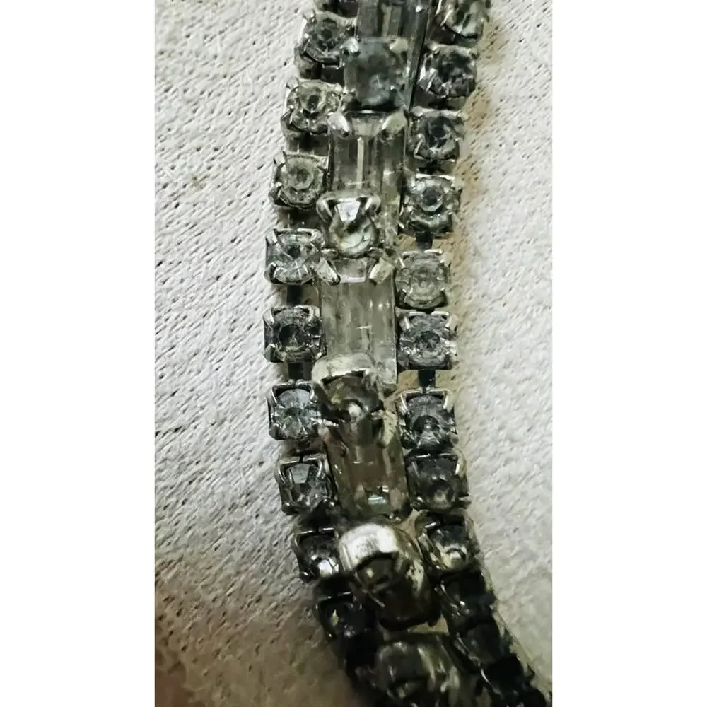 Vintage 14” Triple Strand Rhinestone Choker Necklace
